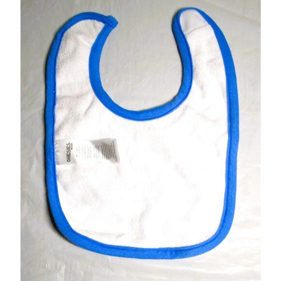 Onesies Bib by Gerber Blue and White Cotton Blend Baby Boy Loop and Hook - Picture 2 of 3